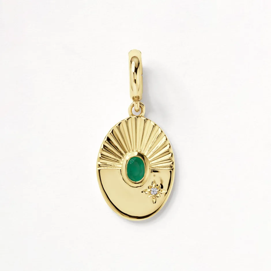 Best Emerald Sunray Oval Pendant in Gold 18k Fine Gold Plated | Personalisation
