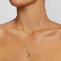 New Engravable Disc Necklace in 10k Gold Gifts For Her | Bridal Gifts