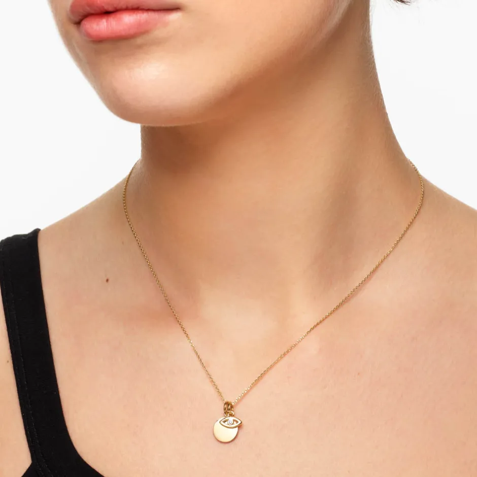 Hot Engravable Evil Eye Necklace in Gold Symbolic Jewellery | Engravable Jewellery