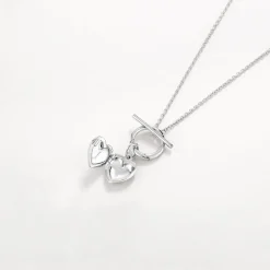 Hot Engravable Heart Locket Fob Chain Necklace in Silver Symbolic Jewellery | Engravable Jewellery