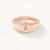 New Engravable Hexagon Signet Pinky Ring in Rose Gold Engravable Jewellery | 18k Fine Rose Gold Plated