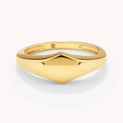Best Engravable Hexagon Signet Pinky Ring in Gold Gifts For Him | Engravable Jewellery