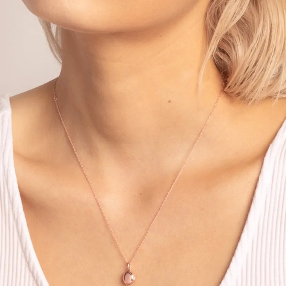 Fashion Engravable Oval Mini Locket Necklace in Rose Gold Best Selling Gifts | Gifts For Her