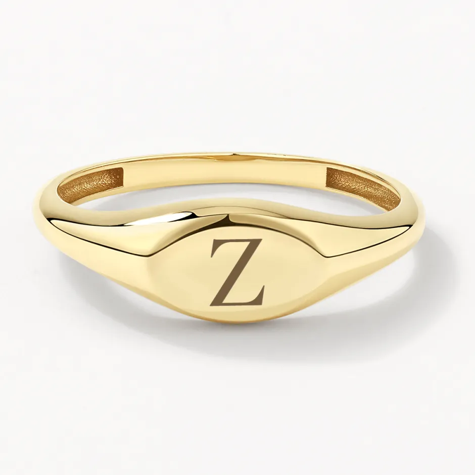 New Engravable Oval Signet Pinky Ring in 10k Gold Engravable Jewellery | Rings