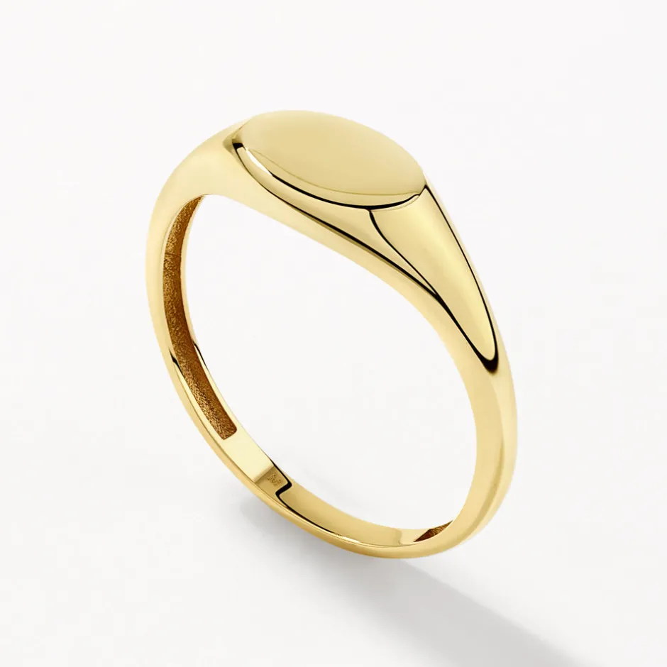 New Engravable Oval Signet Pinky Ring in 10k Gold Engravable Jewellery | Rings
