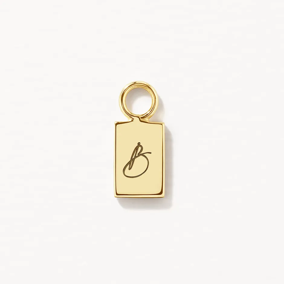 Best Engravable Rectangle Charm in 10k Gold Gifts For Her | Engravable Jewellery