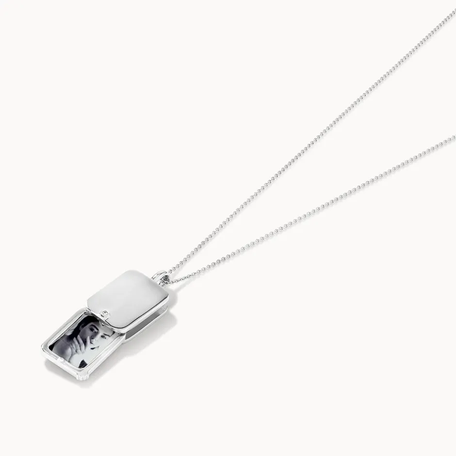 Sale Engravable Rectangle Flip Locket Necklace in Silver Gifts For Her | Engravable Jewellery