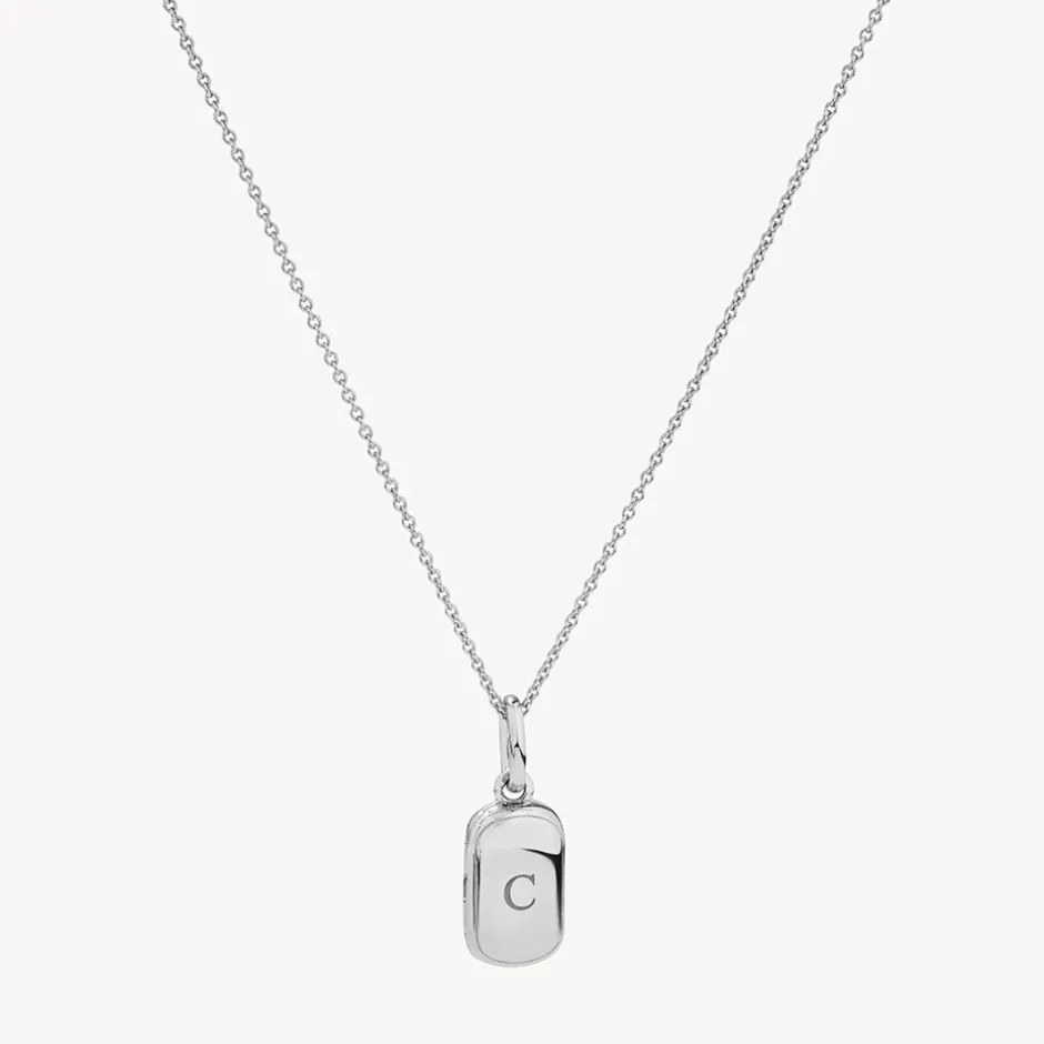 Clearance Engravable Rectangle Locket Necklace in Silver Best Selling Gifts | Engravable Jewellery