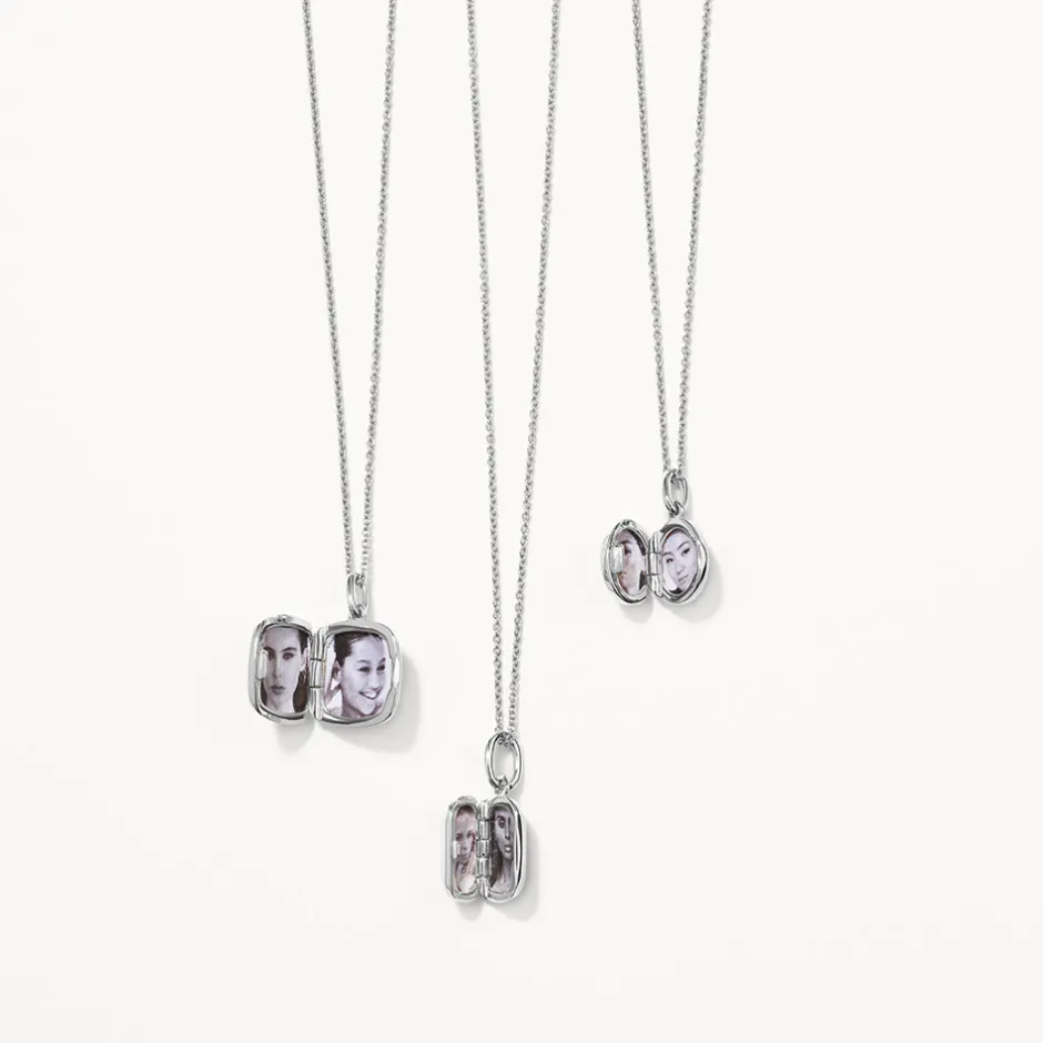 Clearance Engravable Rectangle Locket Necklace in Silver Best Selling Gifts | Engravable Jewellery