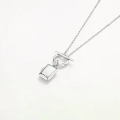 Online Engravable Rectangle Locket Fob Chain Necklace in Silver Engravable Jewellery | Locket Jewellery