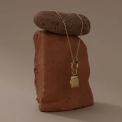 Fashion Engravable Rectangle Locket Fob Chain Necklace in Gold Engravable Jewellery | Locket Jewellery
