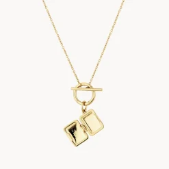 Fashion Engravable Rectangle Locket Fob Chain Necklace in Gold Engravable Jewellery | Locket Jewellery