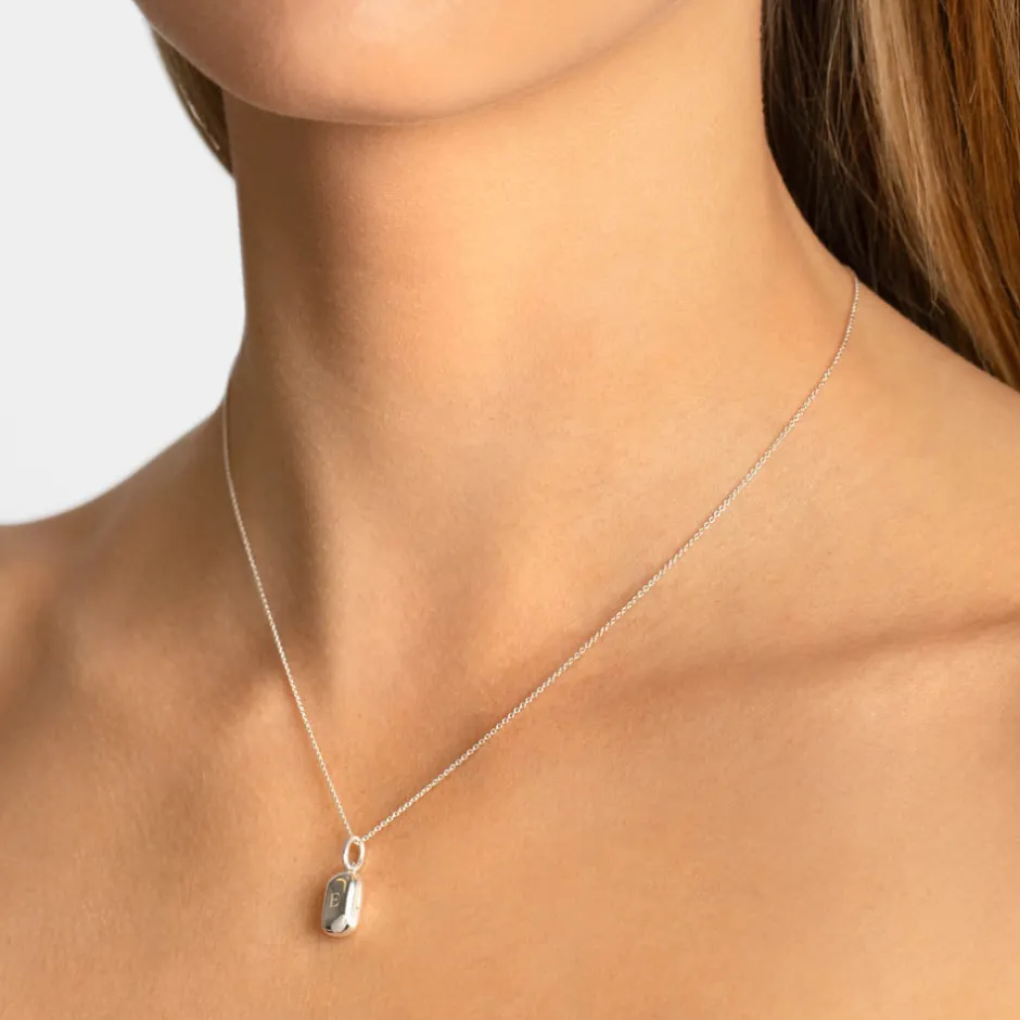 Clearance Engravable Rectangle Locket Necklace in Silver Best Selling Gifts | Engravable Jewellery