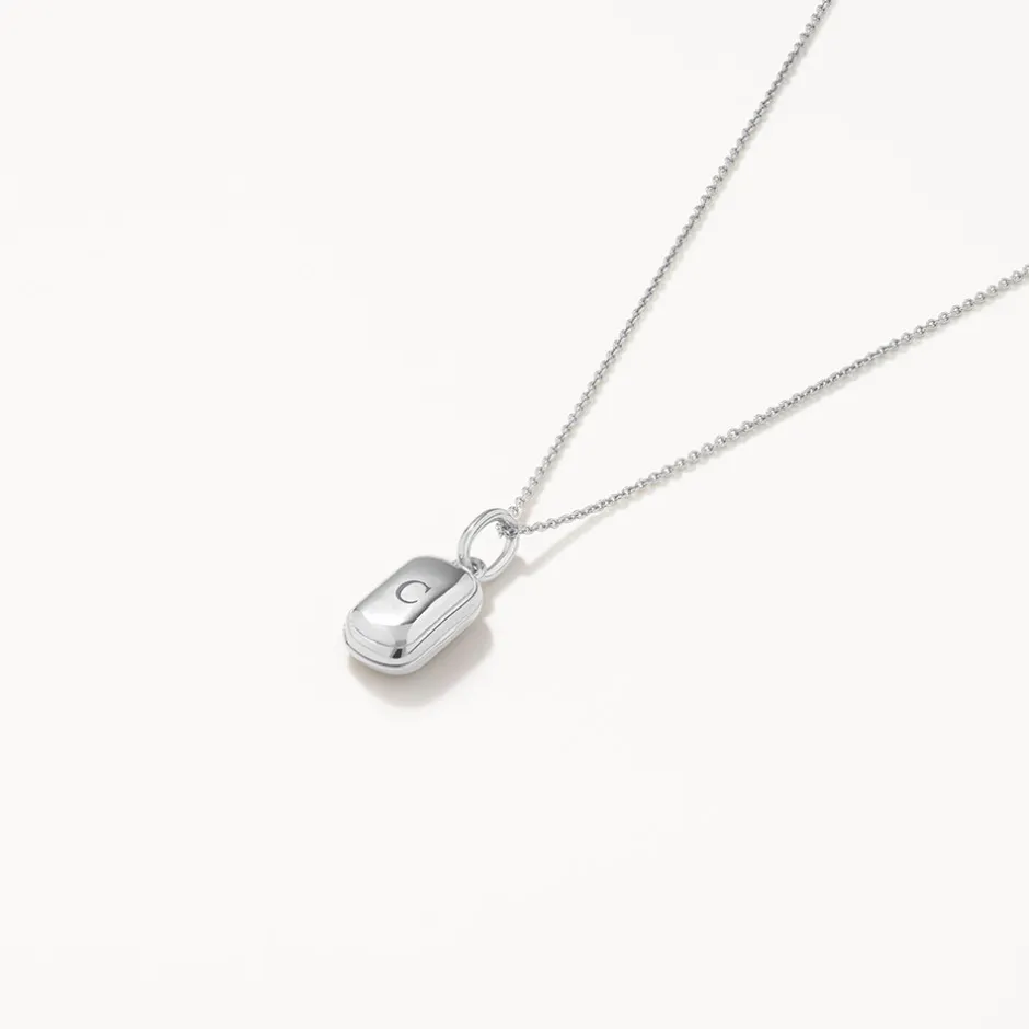 Clearance Engravable Rectangle Locket Necklace in Silver Best Selling Gifts | Engravable Jewellery