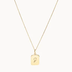 Discount Engravable Rectangle Necklace in 10k Gold Bridal Gifts | Best Friend Gifts