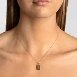 Discount Engravable Rectangle Necklace in 10k Gold Bridal Gifts | Best Friend Gifts
