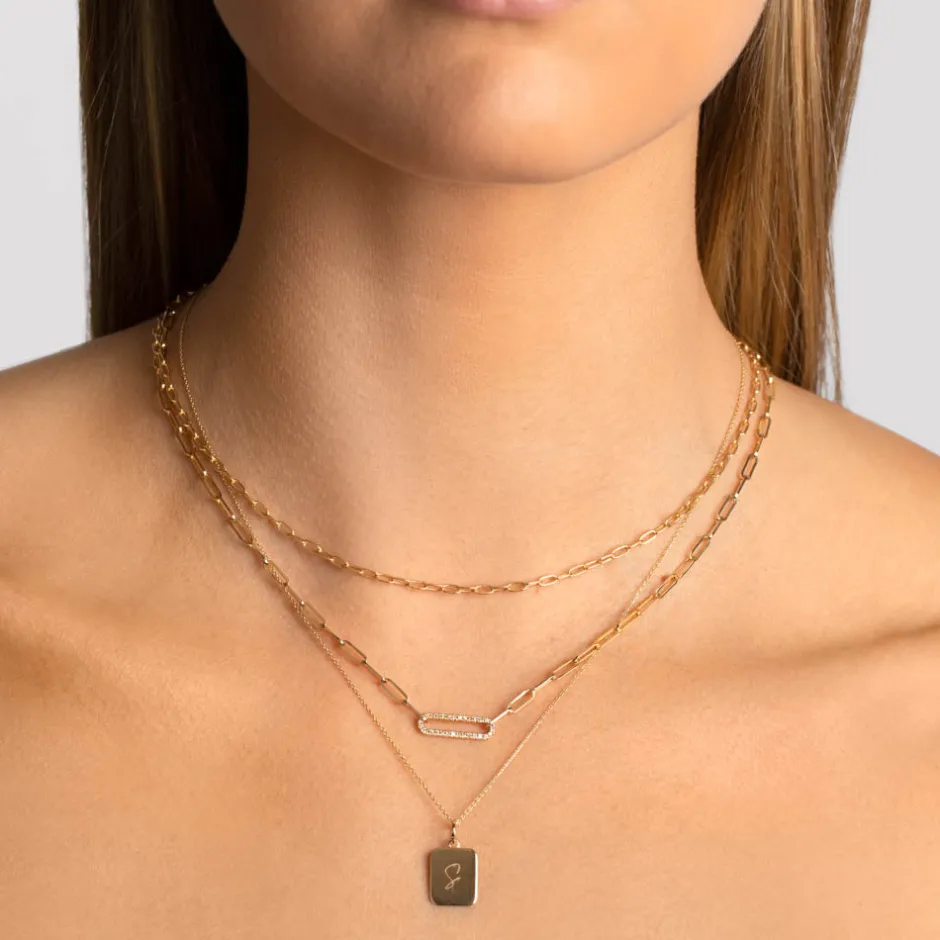 Discount Engravable Rectangle Necklace in 10k Gold Bridal Gifts | Best Friend Gifts