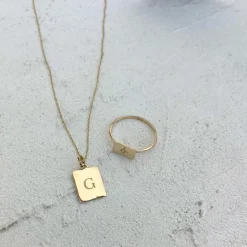 Discount Engravable Rectangle Necklace in 10k Gold Bridal Gifts | Best Friend Gifts