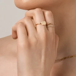 Hot Engravable Rectangle Ring in 10k Gold Bridal Gifts | Best Friend Gifts