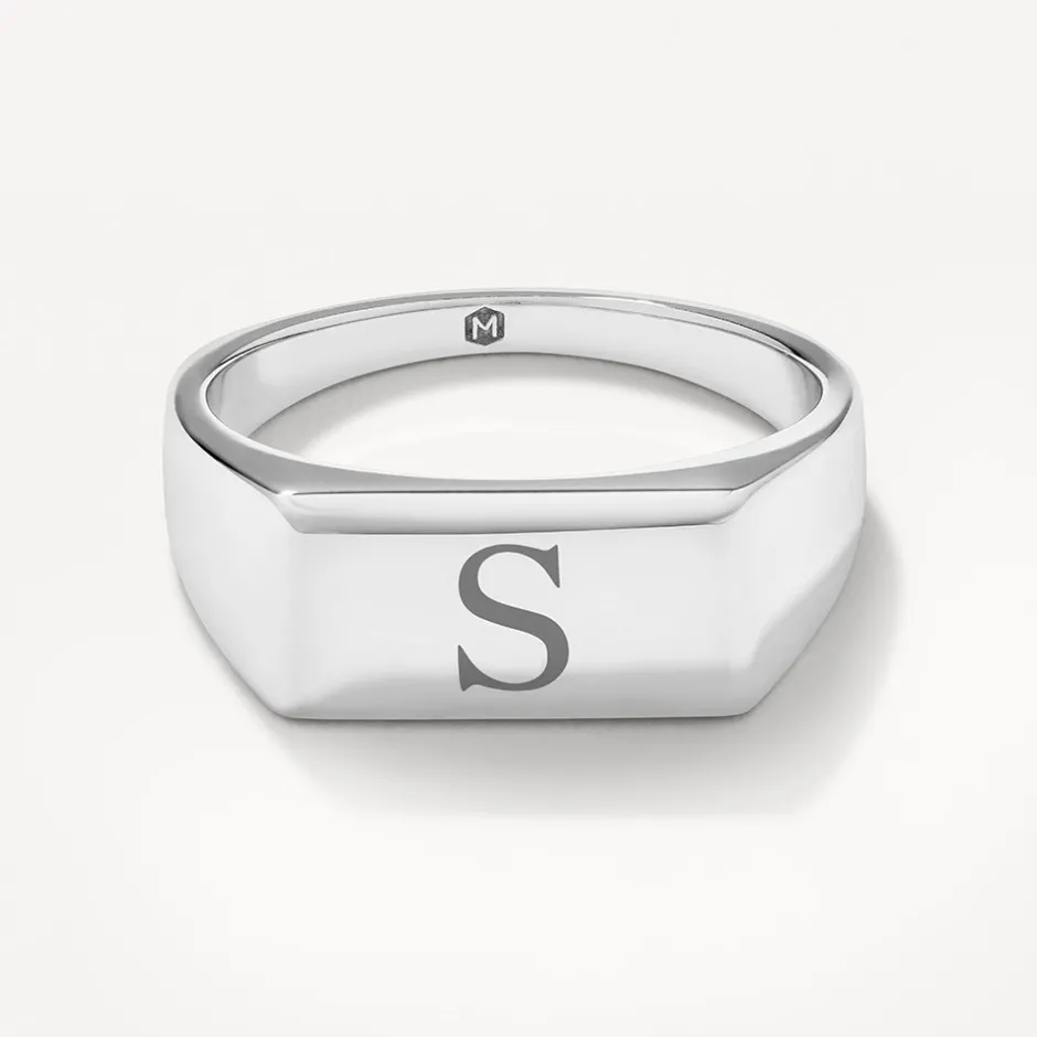 Clearance Engravable Rectangle Signet Pinky Ring in Silver Best Selling Gifts | Engravable Jewellery
