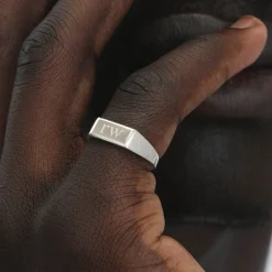 Clearance Engravable Rectangle Signet Pinky Ring in Silver Best Selling Gifts | Engravable Jewellery