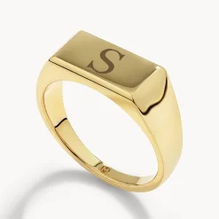 Discount Engravable Rectangle Signet Pinky Ring in Gold Best Selling Gifts | Engravable Jewellery