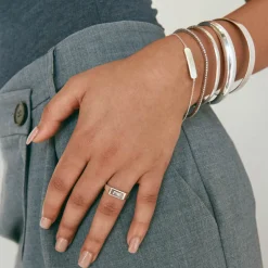 Clearance Engravable Rectangle Signet Pinky Ring in Silver Best Selling Gifts | Engravable Jewellery