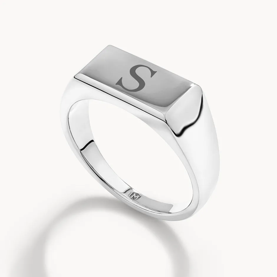 Clearance Engravable Rectangle Signet Pinky Ring in Silver Best Selling Gifts | Engravable Jewellery