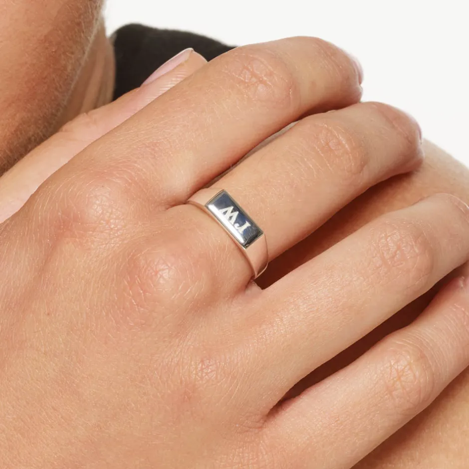 Clearance Engravable Rectangle Signet Pinky Ring in Silver Best Selling Gifts | Engravable Jewellery