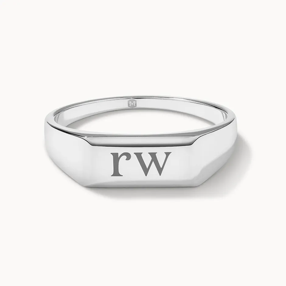 Clearance Engravable Rectangle Signet Pinky Ring in Silver Best Selling Gifts | Engravable Jewellery