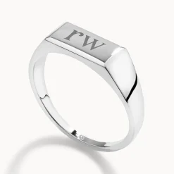 Clearance Engravable Rectangle Signet Pinky Ring in Silver Best Selling Gifts | Engravable Jewellery