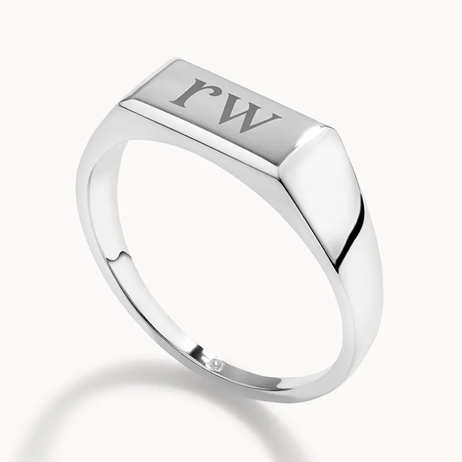 Clearance Engravable Rectangle Signet Pinky Ring in Silver Best Selling Gifts | Engravable Jewellery