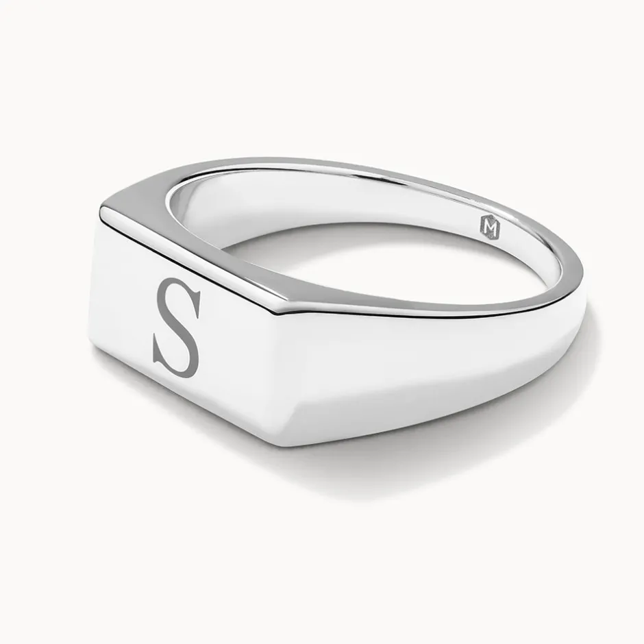 Clearance Engravable Rectangle Signet Pinky Ring in Silver Best Selling Gifts | Engravable Jewellery