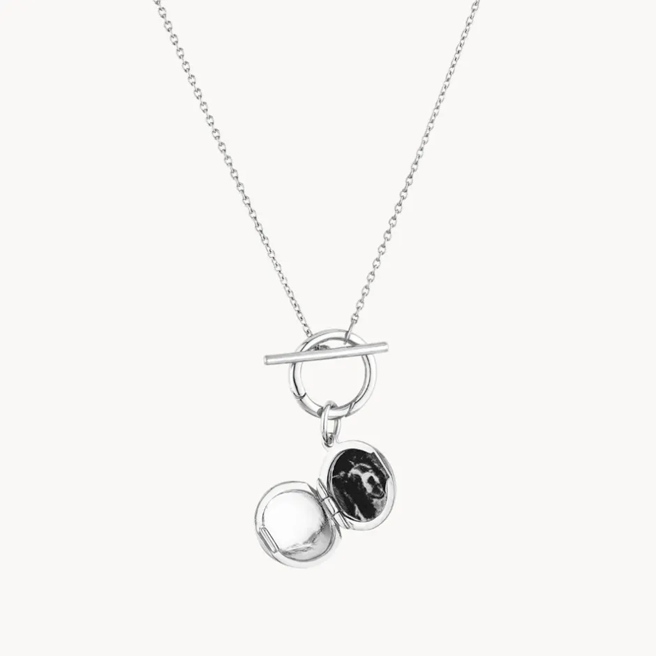 Discount Engravable Round Locket Fob Chain Necklace in Silver Engravable Jewellery | Locket Jewellery