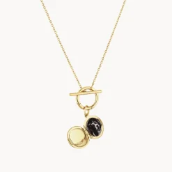 New Engravable Round Locket Fob Chain Necklace in Gold Engravable Jewellery | Locket Jewellery