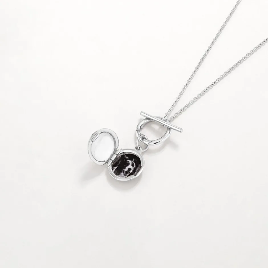 Discount Engravable Round Locket Fob Chain Necklace in Silver Engravable Jewellery | Locket Jewellery