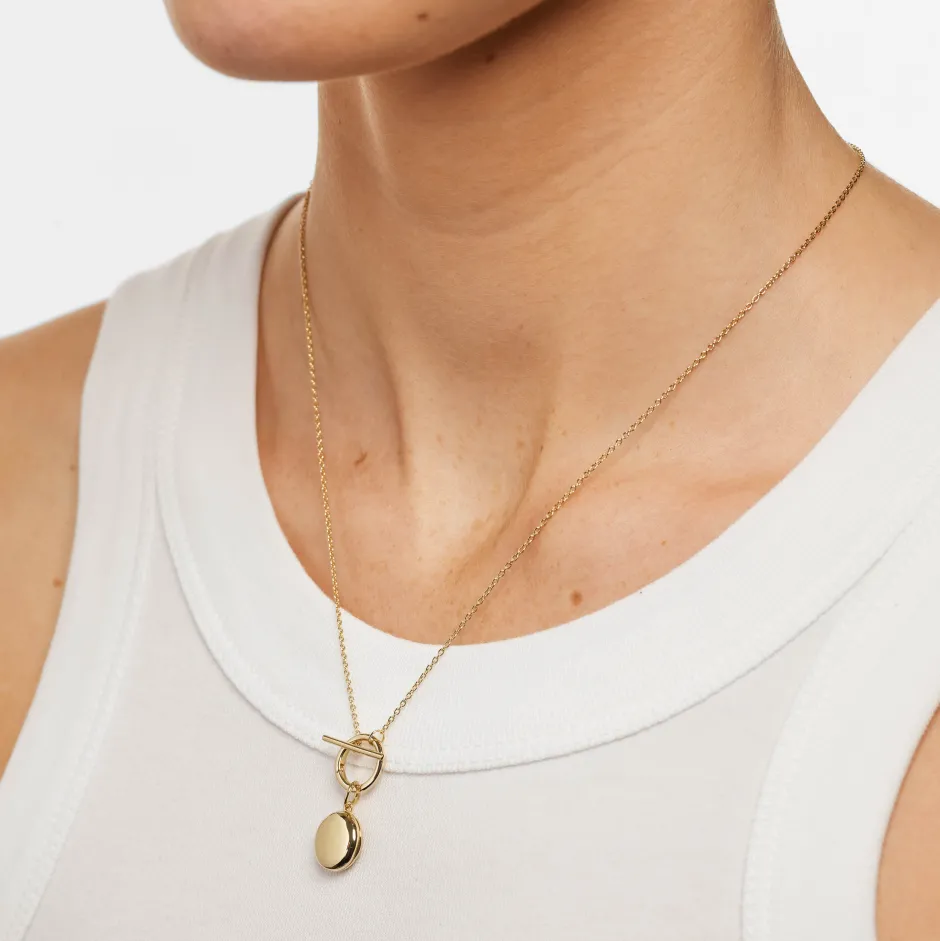 New Engravable Round Locket Fob Chain Necklace in Gold Engravable Jewellery | Locket Jewellery