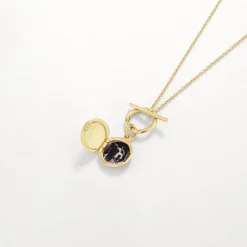 New Engravable Round Locket Fob Chain Necklace in Gold Engravable Jewellery | Locket Jewellery