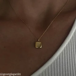 Hot Engravable Square Locket Necklace in Gold Best Selling Gifts | Gifts For Her