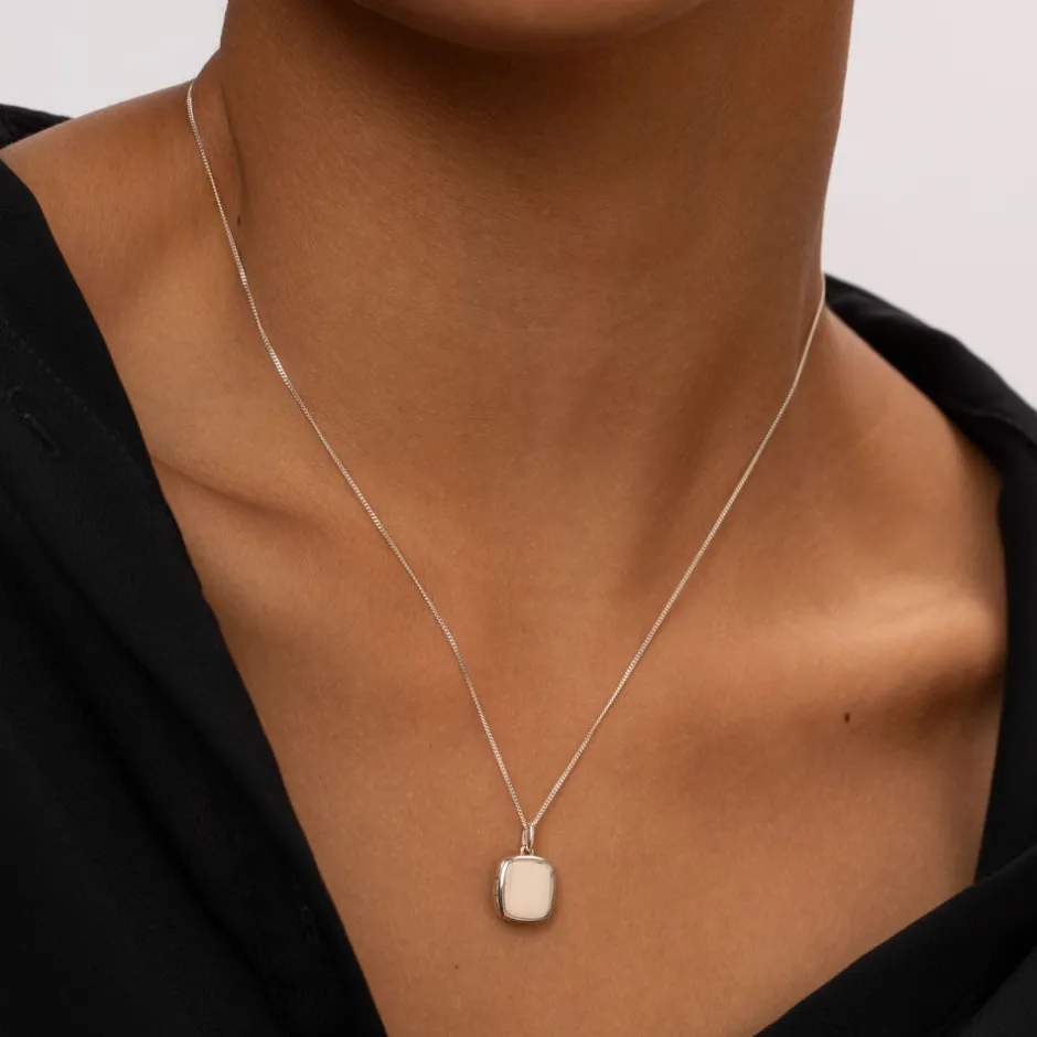 Best Engravable Square Locket Necklace in Silver Best Selling Gifts | Gifts For Her