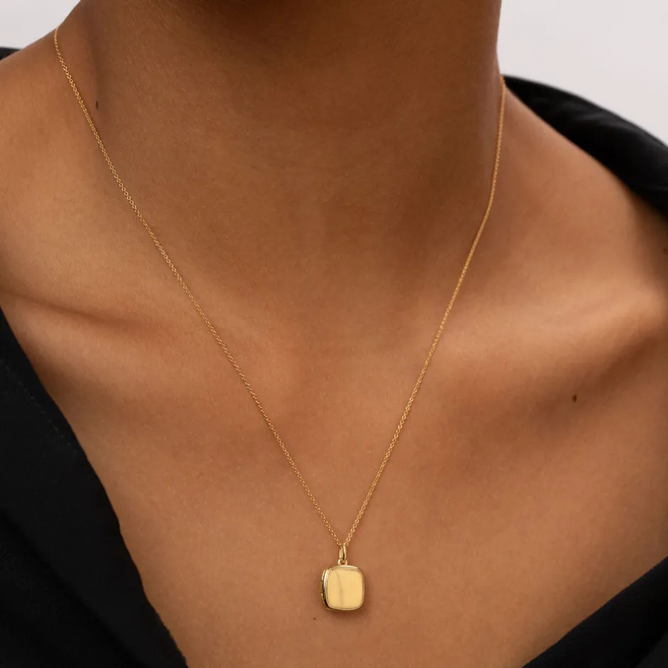 Hot Engravable Square Locket Necklace in Gold Best Selling Gifts | Gifts For Her