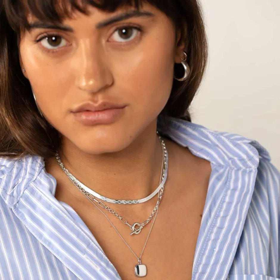 Best Engravable Square Locket Necklace in Silver Best Selling Gifts | Gifts For Her