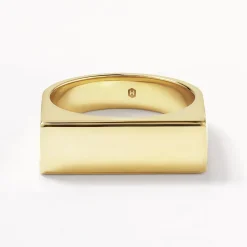 Best Engravable Square Unisex Signet Ring in Gold Engravable Jewellery | 18k Fine Gold Plated