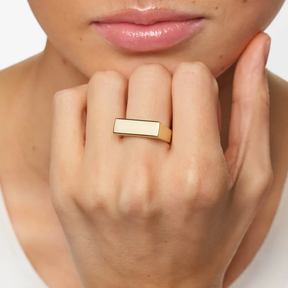 Best Engravable Square Unisex Signet Ring in Gold Engravable Jewellery | 18k Fine Gold Plated