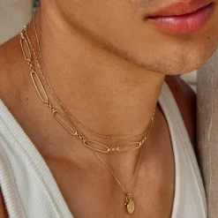 Clearance Fine Anchor Chain Necklace in Gold Gifts For Him | 18k Fine Gold Plated