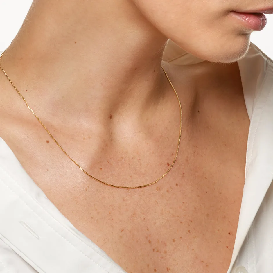Sale Fine Curb Chain Necklace in Gold 18k Fine Gold Plated | Necklaces & Pendants