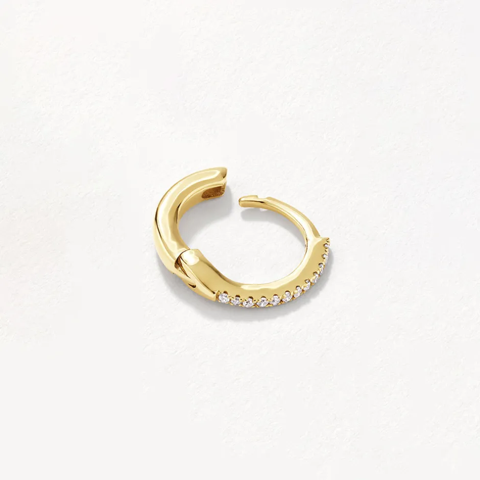 Discount Fine Diamond Helix Huggie Single Earring in 10k Gold Earrings | Diamond Earrings