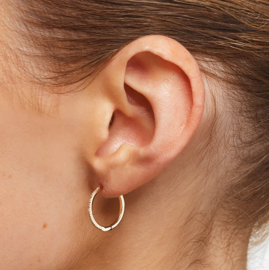 Discount Fine Diamond Helix Huggie Single Earring in 10k Gold Earrings | Diamond Earrings