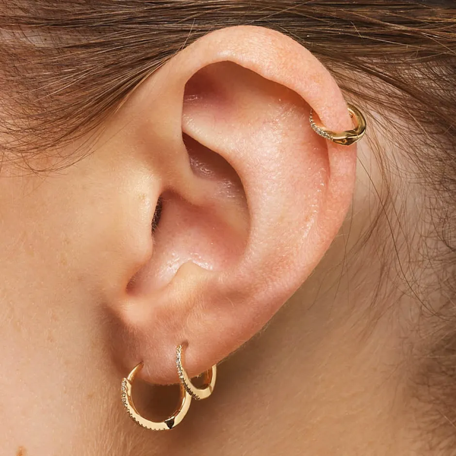 Discount Fine Diamond Helix Huggie Single Earring in 10k Gold Earrings | Diamond Earrings
