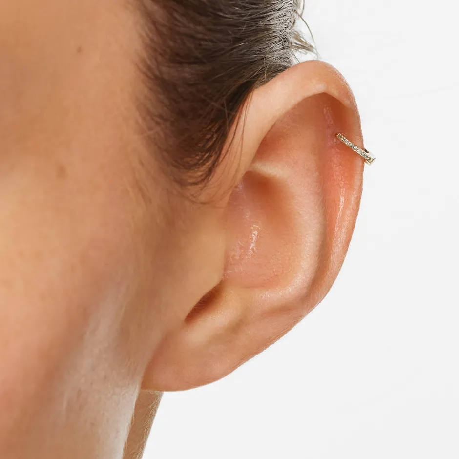 Discount Fine Diamond Helix Huggie Single Earring in 10k Gold Earrings | Diamond Earrings